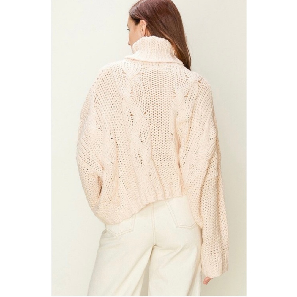 TURTLENECK CABLE KNIT SWEATER - Picture 2 of 6
